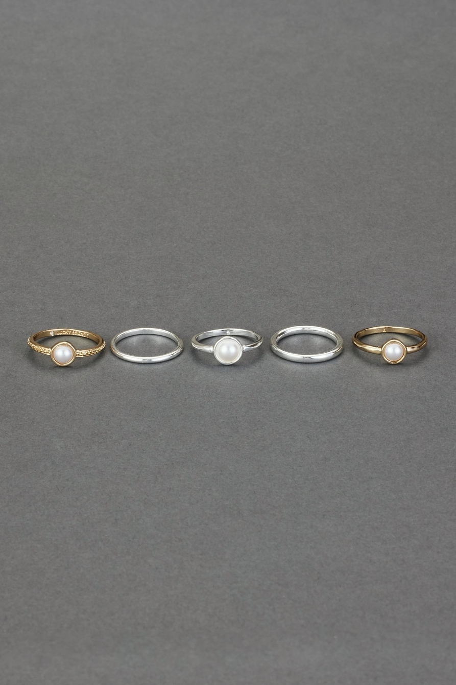 two tone pearl ring stack